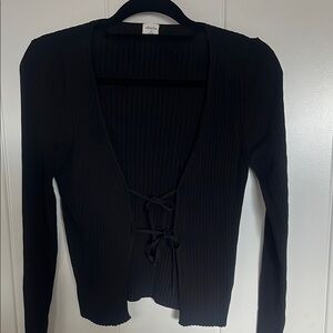 Black Ribbed Long Sleeve Top